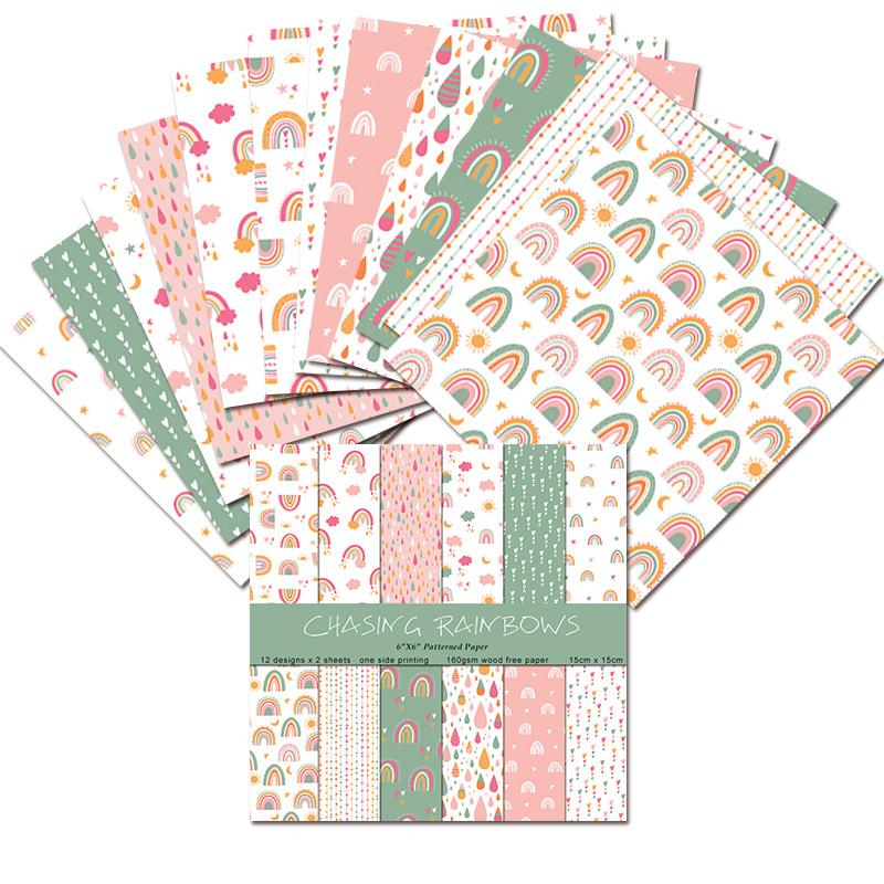Art Craft Rainbow - 24 Hojas/Set de Papel Artesanal Arcoíris,
