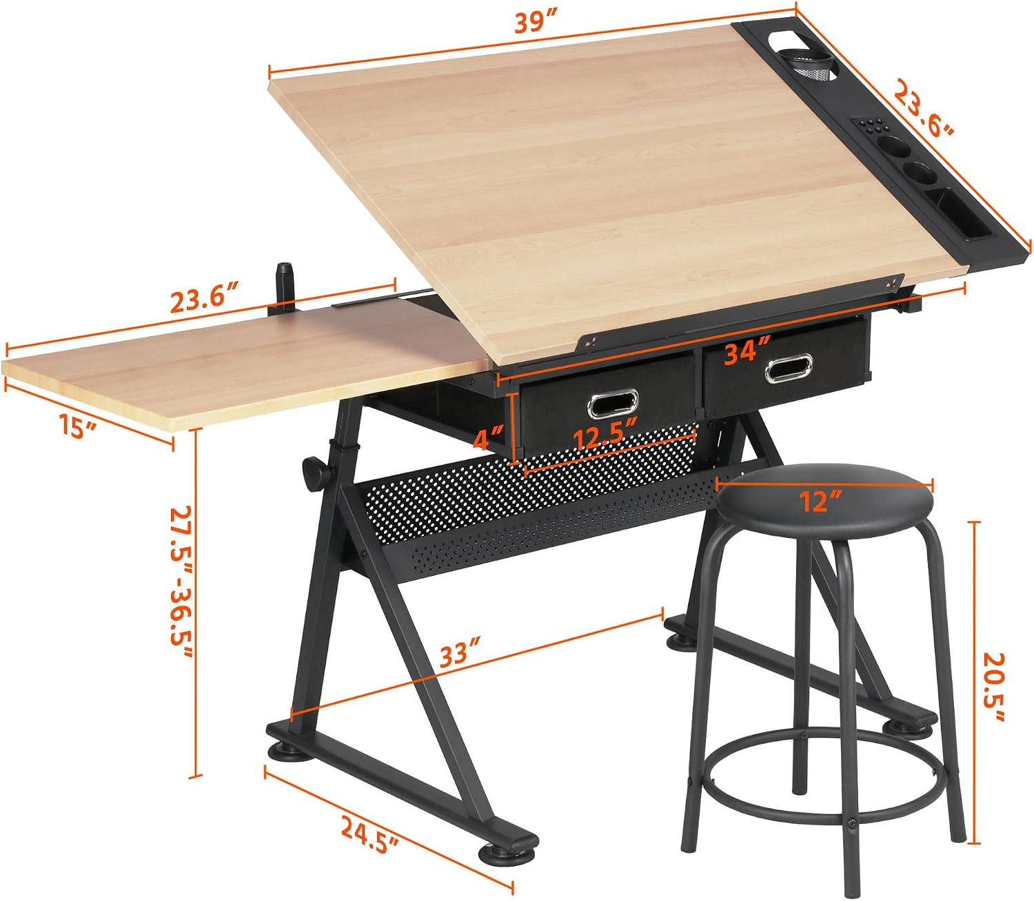 Mesa de dibujo ajustable con t - Art Craft Us reseña y precio