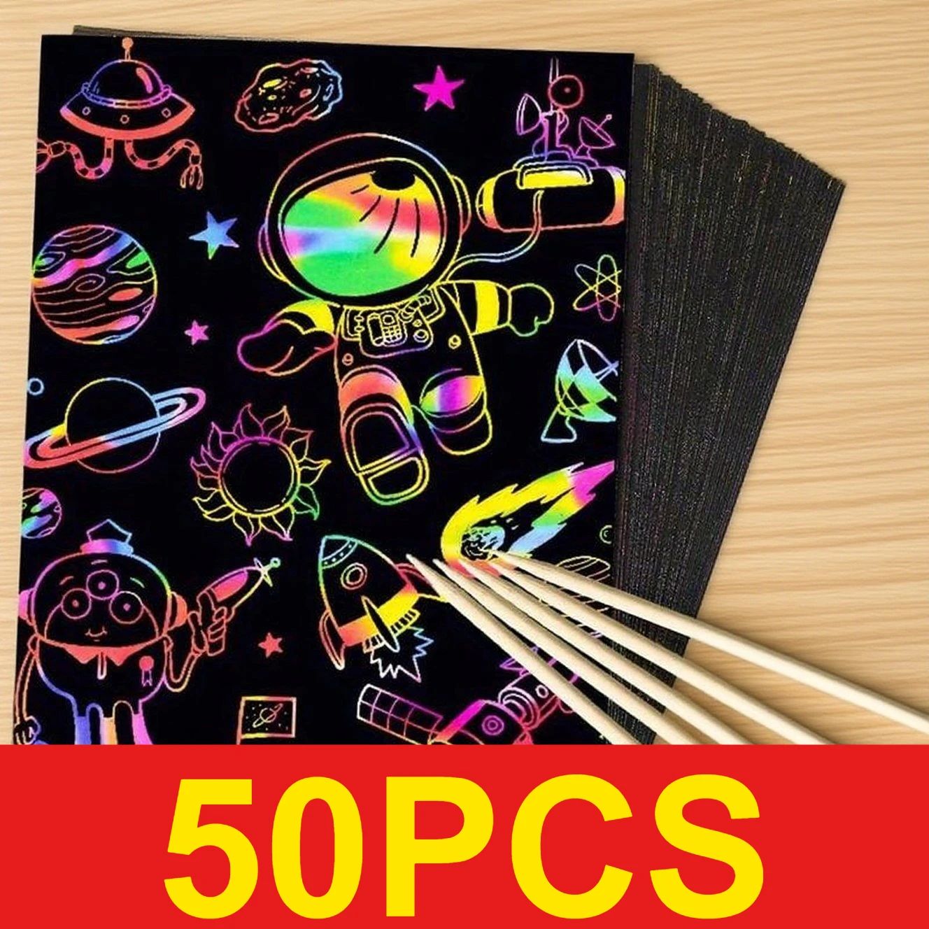 50 hojas de papel para rascar, - Art Craft Rainbow reseña y precio
