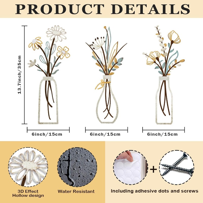 3 piezas de flores de metal pa - Art Craft Flower reseña y precio
